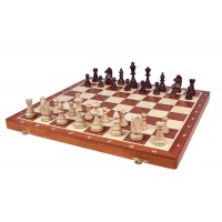 Complete foldable wooden inlaid chessboard and wooden chess set 